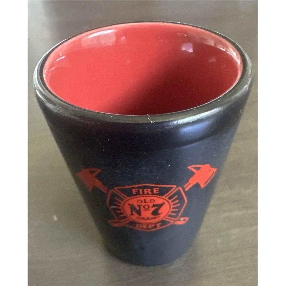 Jack Daniels Tennessee Fire Old No. 7 Fire Department Ceramic Shot Glass Whiskey